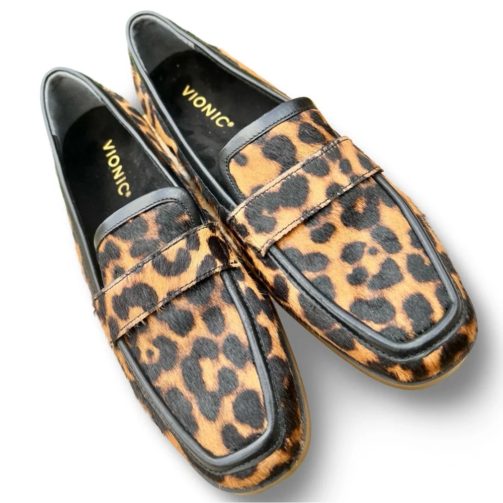 NWOB $139 Vionic Womens Sellah Calf Hair Animal Print Loafers - Picture 8 of 10